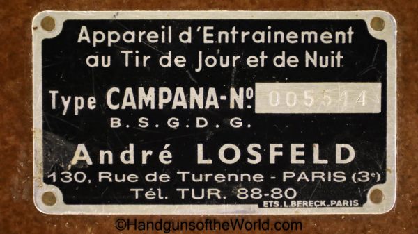 French, Campana, Rifle, Training, Scope, with Case, Cased, Original, Collectible, France, Light, 1962, Andre Losfeld, Paris, Post War, Post-War