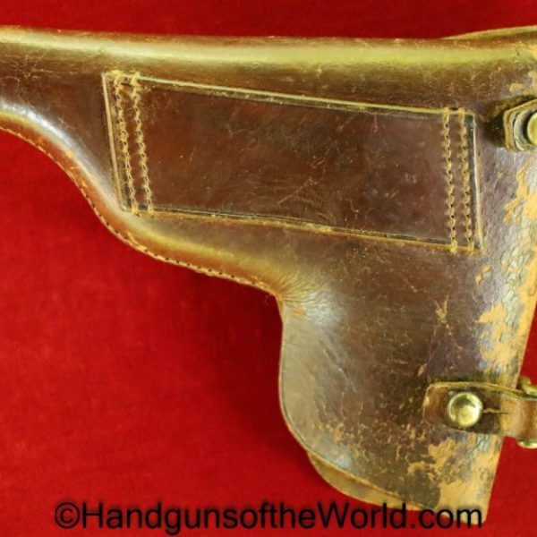Webley, 1908, Holster, brown, leather, with brass fittings, Brass, Original, Collectible, Handgun, Pistol, Hand gun, British, English, England, Britain