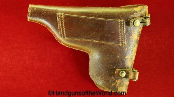 Webley, 1908, Holster, brown, leather, with brass fittings, Brass, Original, Collectible, Handgun, Pistol, Hand gun, British, English, England, Britain