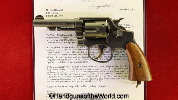 S&W, Victory, Model, .38 Special, US, Navy, with Letter, Naval, .38, 38, Special, Handgun, Revolver, C&R, Collectible, WWII, WW2, USA, American, America
