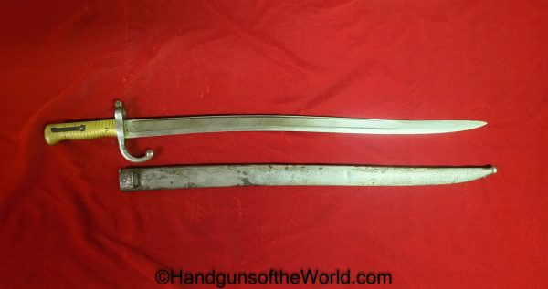 French, France, Bayonet, Model, 1866, Matching, 1872, Scabbard, Original, Collectible, Brass, Rifle, Long Arm, Chassepot, Gras