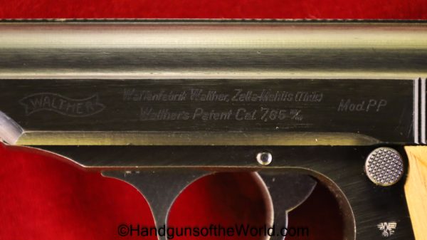 Walther, PP, 7.65mm, Nazi, Police, Eagle F, Beechwood Grips, German, Germany, Handgun, Pistol, C&R, Collectible, Pocket, 7.65, .32, 32, acp, auto, WWII, WW2