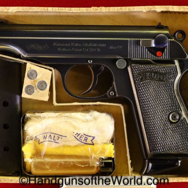 Walther, PP, 7.65mm, WWII, Mint, with Box, Boxed, WW2, German, Germany, Pocket, Handgun, Pistol, C&R, Collectible, Pocket, .32, 32, acp, auto, 7.65, Swiss
