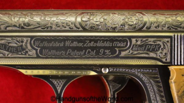 Walther, PPK, 9mm, .380, Factory Engraved, Pre-War, Fantastic, German, Germany, Handgun, Pistol, C&R, Collectible, Engraved, 380, acp, auto, Pocket, Pre War