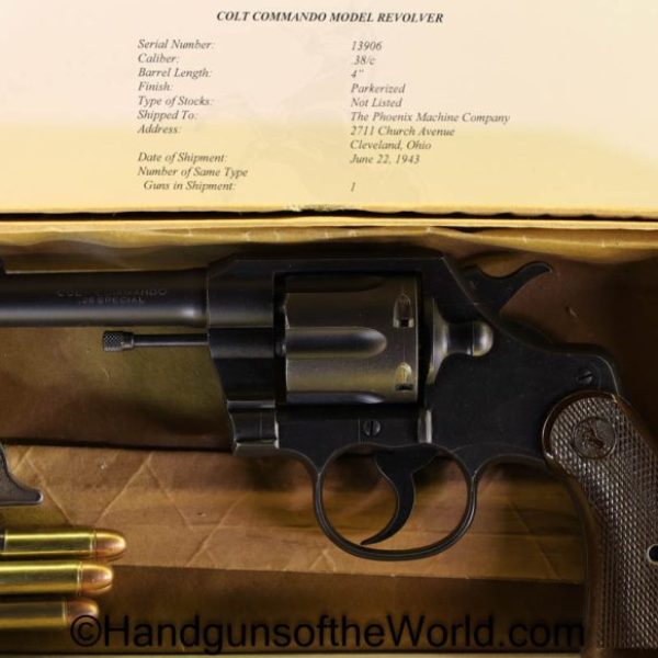Colt, Commando, .38 Special, with Letter, Lettered, .38, 38, Special, WWII, WW2, Handgun, Revolver, C&R, Collectible, USA, American, Cleveland, Ohio, 1943