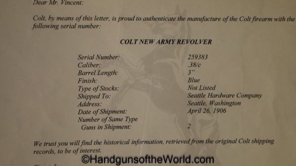 Colt, New Army, .38, Texas Ranger, Provenance, Grouping, 38, Handgun, Revolver, C&R, Collectible, Texas, Ranger, Pearl, 3", Barrel, Americana, USA, America