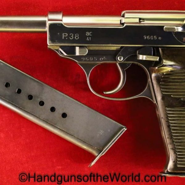 Walther, P38, P 38, P-38, AC 41, 9mm, 2nd Variation, 2 Matching Magazines, 2 Matching Mags, German, Germany, Nazi, WWII, WW2, Handgun, Pistol, C&R, Collectible, P.38, AC-41, AC41, 1941, AC, 2nd, Second, Variant, Variation, 2 Matching Clips