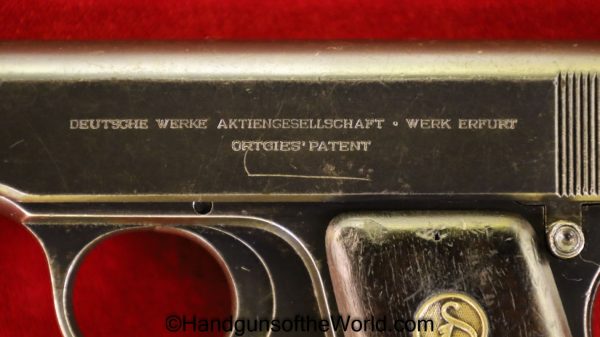 Ortgies, Vest Pocket, 6.35mm, 6.35, 25, .25, acp, auto, German, Germany, VP, Handgun, Pistol, C&R, Collectible, Deutsche Werk, Erfurt, Hand gun