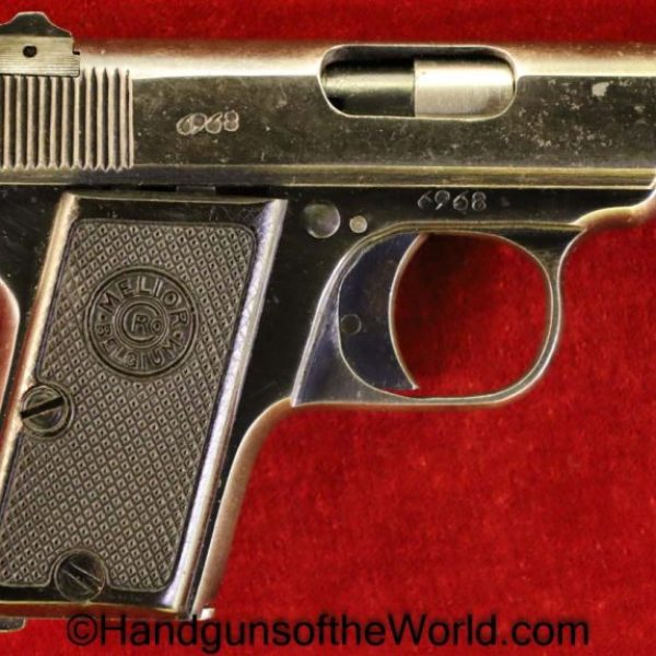 Robar Fils, Melior, New Model, 6.35mm, 6.35, 25, .25, acp, auto, Belgian, Belgium, Handgun, Pistol, C&R, Collectible, VP, Vest Pocket, Hand gun