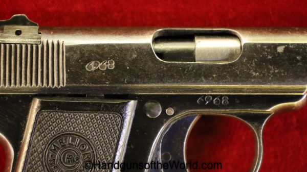 Robar Fils, Melior, New Model, 6.35mm, 6.35, 25, .25, acp, auto, Belgian, Belgium, Handgun, Pistol, C&R, Collectible, VP, Vest Pocket, Hand gun