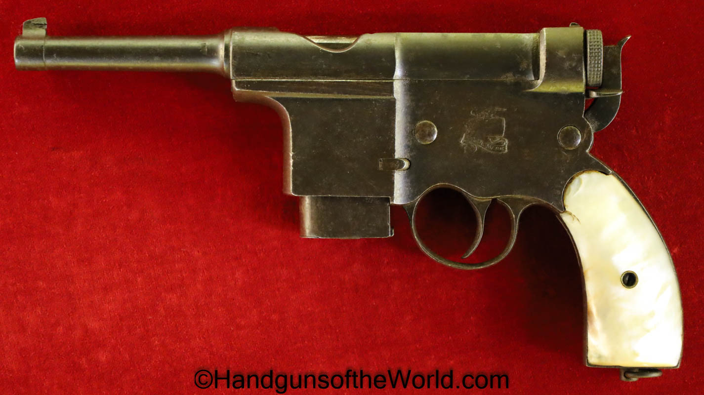 Charola Y Anitua, Model, 1897, 7mm, Detachable Magazine, Charola, Spain, Spanish, Handgun, Pistol, C&R, Collectible, Pearl Grips, Detachable Mag