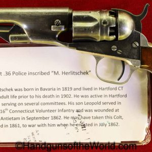 Colt, Model, 1862, Police, .36, Inscribed, 36, Antique, Revolver, Handgun, Collectible, Early, Civil War, USA, American, America