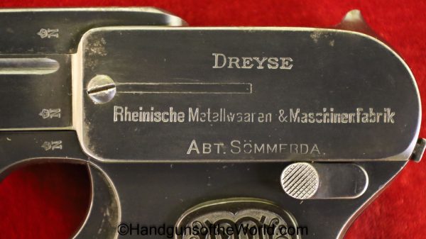 Dreyse, Model, 1907, 7.65mm, Machine Gun, Unit Marked, Full Rig, MG, Handgun, Pistol, C&R, Collectible, German, Germany, WWI, WW1, with Holster, 32, .32