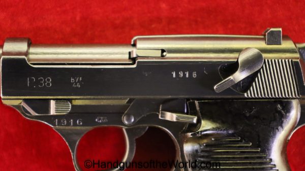 Walther, P38, P.38, P 38, P-38, Mauser, BYF 44, 9mm, Nazi, Police, Eagle L, Proofed, Handgun, Pistol, C&R, Collectible, WWII, WW2, 1944, E/L, byf, 44, byf44