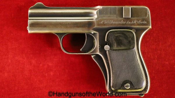 Schwarzlose, Model, 1908, 7.65mm, Blow Forward, Pistol, Handgun, Pocket, C&R, Collectible, 7.65, 32, .32, acp, auto, German, Germany, Hand gun, Rare