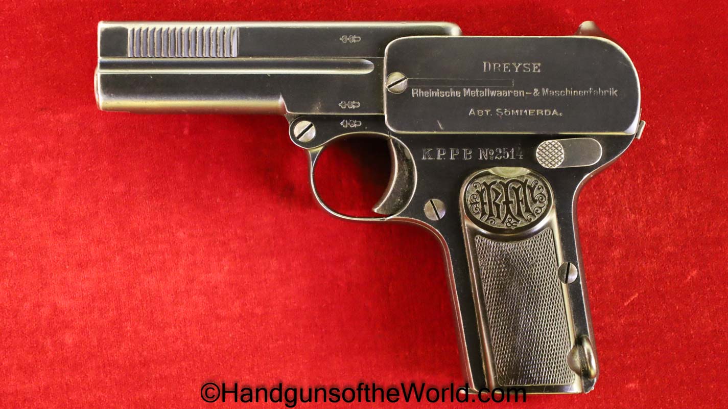 Dreyse, 1907, 7.65mm, Berlin, Police, Marked, German, Germany, Handgun, Pistol, C&R, Collectible, 32, .32, acp, auto, 7.65, Model, Pocket, Police Marked