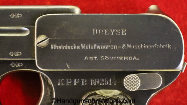 Dreyse, 1907, 7.65mm, Berlin, Police, Marked, German, Germany, Handgun, Pistol, C&R, Collectible, 32, .32, acp, auto, 7.65, Model, Pocket, Police Marked