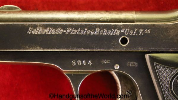 Becker & Hollander, Beholla, 7.65mm, German, WWI, WW1, Germany, Handgun, Pistol, C&R, Collectible, Pocket, 7.65, 32, .32, acp, auto, Hand gun, Firearm
