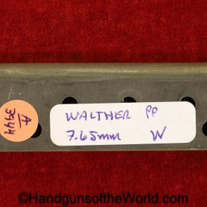 Walther, PP, 7.65mm, WWII, Era, W Marked, Magazine, Clip, Mag, Original, German, Germany, Handgun, Pistol, WW2, 7.65, 32, .32, acp, auto, Late War