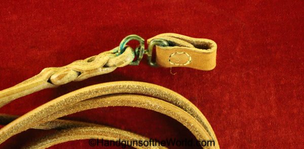 Luger, P.08, Lanyard, Tan, Leather, with brass fittings, New, Repro, Reproduction, P08, P-08, P 08, German, Germany, Collectible, Accessory