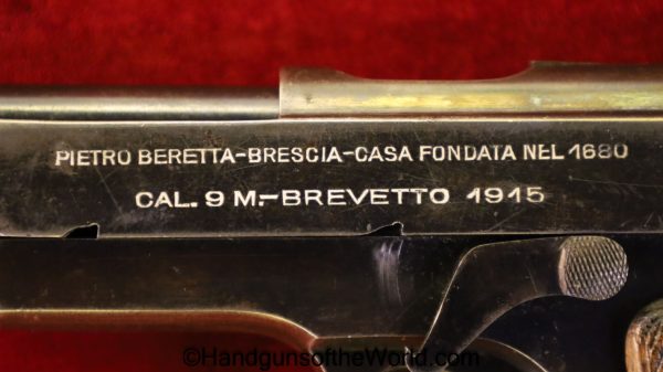 Beretta, 1915, 9mm, Italian, Police, Italy, WWI, WW1, Handgun, Pistol, C&R, Collectible, Model, Hand gun, Firearm, Fire arm, Vintage, Historic