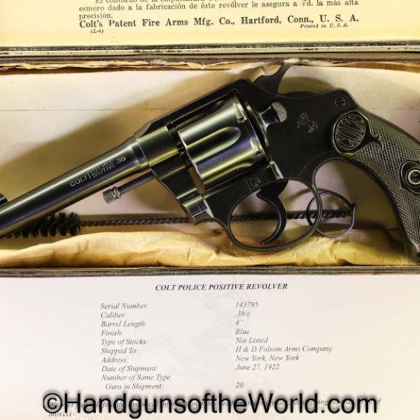 Colt, Police Positive, .38, 1922, Mint, in Box, Boxed, with Box, with Letter, Lettered, Handgun, C&R, Collectible, Revolver, 38, with Target, Numbered