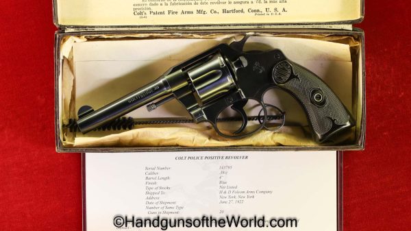 Colt, Police Positive, .38, 1922, Mint, in Box, Boxed, with Box, with Letter, Lettered, Handgun, C&R, Collectible, Revolver, 38, with Target, Numbered