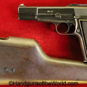 Inglis, MKI*, High Power, 9mm, with Original Stock, Outstanding, with Stock, Stocked, Handgun, Pistol, C&R, Collectible, Canada, Canadian, BHP, Hi Power