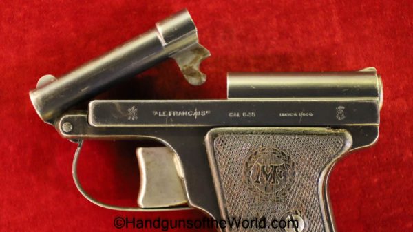 LeFrancais, Manufacture Francais, No 1, 6.35mm, Pocket, No.1, No-1, 6.35, 25, .25, acp, auto, French, France, Handgun, Pistol, C&R, Collectible, Vest Pocket