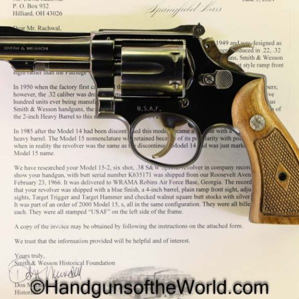 S&W, Model 15-2, .38 Special, US Air Force, Marked, Handgun, Pistol, C&R, Collectible, 15-2, Model, Smith and Wesson, 38, .38, Special, USAF, Lettered