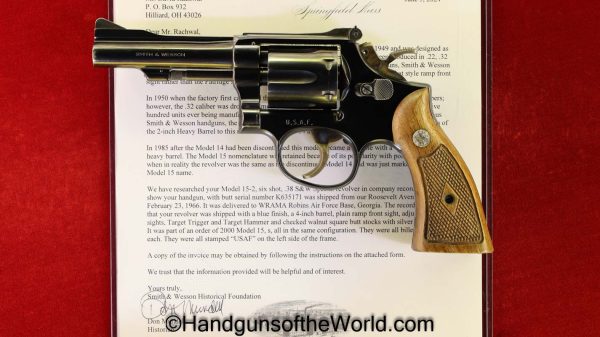 S&W, Model 15-2, .38 Special, US Air Force, Marked, Handgun, Pistol, C&R, Collectible, 15-2, Model, Smith and Wesson, 38, .38, Special, USAF, Lettered