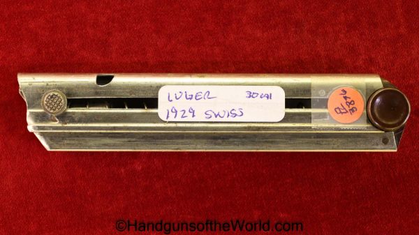 Luger, 1929, Swiss, .30, Magazine, Clip, Mag, Original, Collectible, 30, 7.65, 7.65mm, Parabellum, Model, Switzerland, Plastic, Base, Brown, Nickel