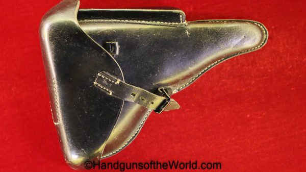 Luger, P.08, Holster, German, WWII, Dated, 1941, cxb 41, WaA727, Black, Leather, Hard Shell, Original, Collectible, 41, cxb, WaA 727, Handgun, Pistol, P08