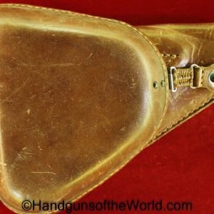 Nambu, Type 14, Holster, brown, leather, clam shell, with chrome fittings, Original, Collectible, Japan, Japanese, Handgun, Pistol, Hand gun, Chrome