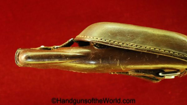 Nambu, Type 14, Holster, brown, leather, clam shell, with chrome fittings, Original, Collectible, Japan, Japanese, Handgun, Pistol, Hand gun, Chrome