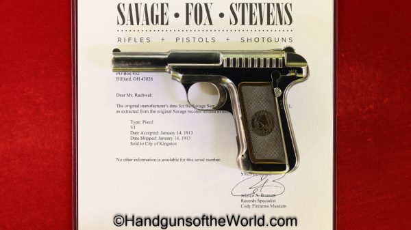 Savage, Model, 1907, .32acp, Kingston, Police Department, Marked, 32, .32, acp, auto, 1907/13, Handgun, Pistol, C&R, Collectible, Pocket, Hand gun