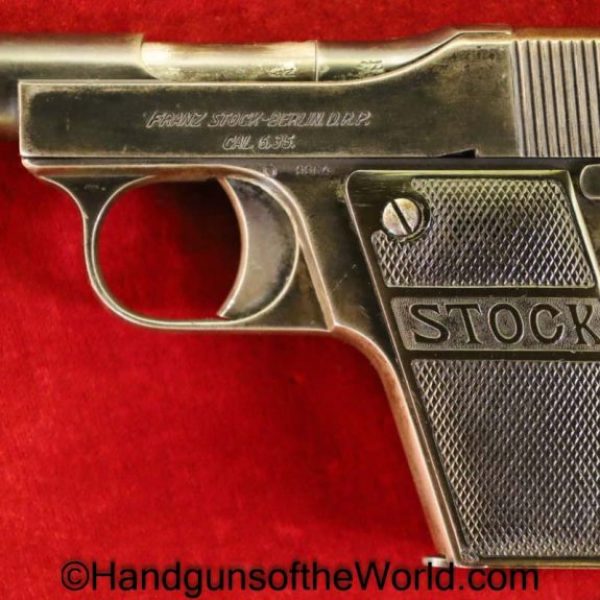 Franz Stock, Vest Pocket, 6.35mm, VP, Stock, Franz, 6.35, 25, .25, acp, auto, German, Germany, Handgun, Pistol, C&R, Collectible, Factory Nickel, Nickel