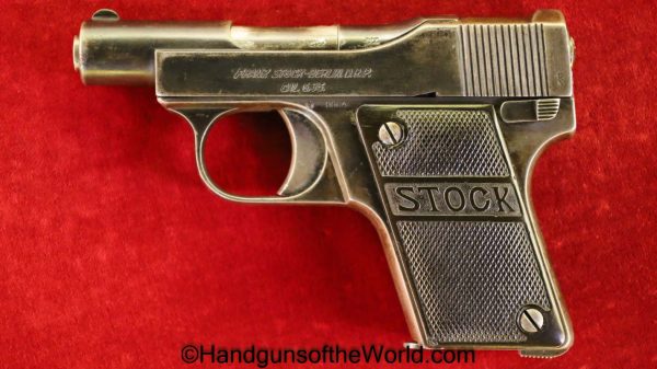 Franz Stock, Vest Pocket, 6.35mm, VP, Stock, Franz, 6.35, 25, .25, acp, auto, German, Germany, Handgun, Pistol, C&R, Collectible, Factory Nickel, Nickel