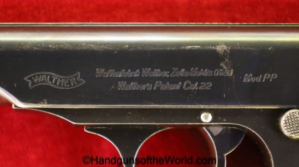 Walther, PP, .22lr, Pre-War, Pre War, 22, 22lr, .22, German, Germany, Handgun, Pistol, C&R, Collectible, 1938, Hand gun, Pocket, Target, C/N, Crown N