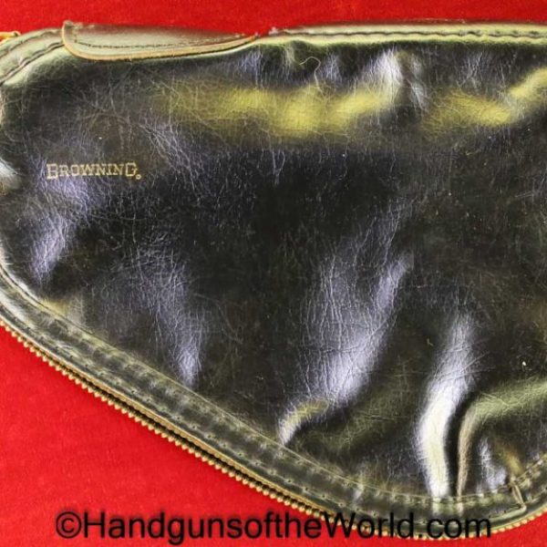 Browning, 1910/55, 1971, Pouch, Zipper Pouch, Black Vinyl, Red Felt, Original, Collectible, America, American, Pistol, Handgun, Firearm