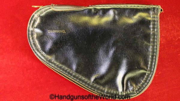 Browning, 1910/55, 1971, Pouch, Zipper Pouch, Black Vinyl, Red Felt, Original, Collectible, America, American, Pistol, Handgun, Firearm