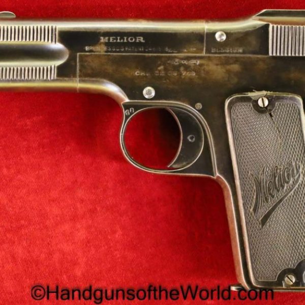 Melior, Old Model, 7.65mm, with Forward Serrations, 7.65, 32, .32, acp, auto, Belgian, Belgium, Handgun, Pistol, C&R, Collectible, Pocket, Hand gun