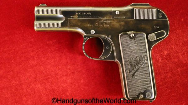 Melior, Old Model, 7.65mm, with Forward Serrations, 7.65, 32, .32, acp, auto, Belgian, Belgium, Handgun, Pistol, C&R, Collectible, Pocket, Hand gun