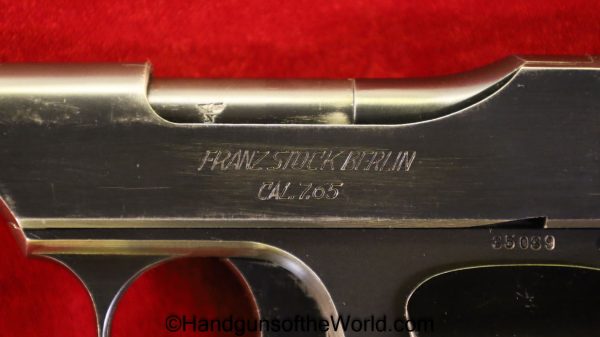 Franz Stock, Stock, Franz, Pocket, 7.65mm, Late, Type II, German, Eagle N, Proofs, Proofed, E/N, Germany, WWII, WW2, Handgun, Pistol, C&R, Collectible, .32