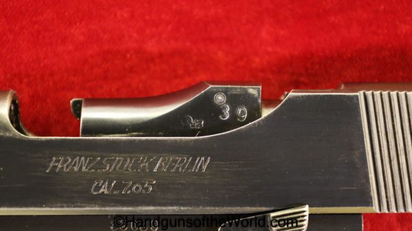 Franz Stock, Stock, Franz, Pocket, 7.65mm, Late, Type II, German, Eagle N, Proofs, Proofed, E/N, Germany, WWII, WW2, Handgun, Pistol, C&R, Collectible, .32