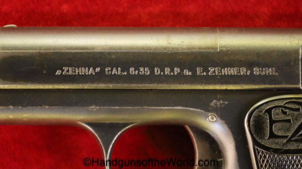 Zehner, Zehna, 6.35mm, Germany, German, Handgun, Pistol, C&R, Collectible, VP, Vest Pocket, 6.35, 25, .25, acp, auto, Hand gun, 1920s, Pre-War, Pre War