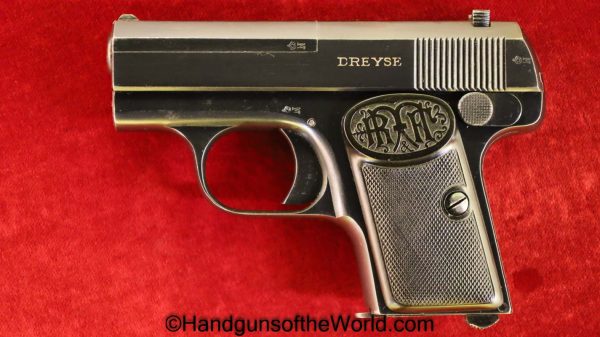 Dreyse, Model, 1908, 6.35mm, Vest Pocket, Excellent, VP, German, Germany, Handgun, Pistol, C&R, Collectible, 25, .25, acp, auto, 6.35, Hand gun