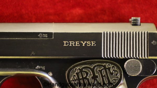 Dreyse, Model, 1908, 6.35mm, Vest Pocket, Excellent, VP, German, Germany, Handgun, Pistol, C&R, Collectible, 25, .25, acp, auto, 6.35, Hand gun