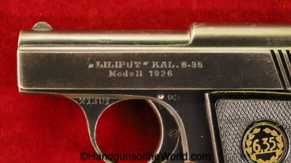 Menz, Liliput, Model 1926, 6.35mm, 1926, Model, 6.35, 25, .25, acp, auto, German, Germany, Handgun, Pistol, C&R, Collectible, VP, Vest Pocket, Hand gun