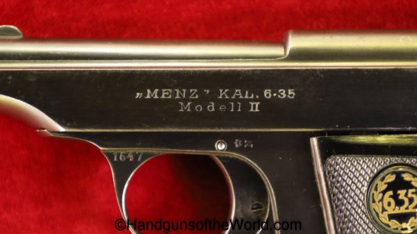 Menz, Model II, 6.35mm, Vest Pocket, VP, German, Germany, Handgun, Pistol, C&R, Collectible, Model 2, Model, II, 2, Hand gun, 6.35, 25, .25, acp, auto